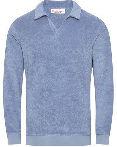 Orlebar Brown Terry Long-sleeve Santino Polo Shirt - Blue
