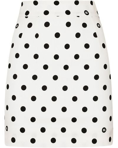Dolce & Gabbana Polka-dot Print Mini Skirt - White