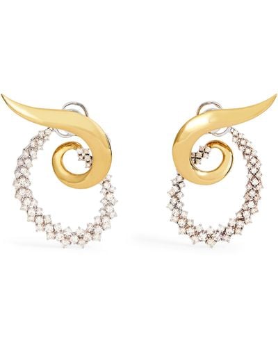 YEPREM Yellow Gold And Diamond Golden Strada Earrings - Metallic