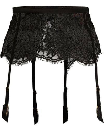 Coco De Mer Lace Suspender Belt - Black