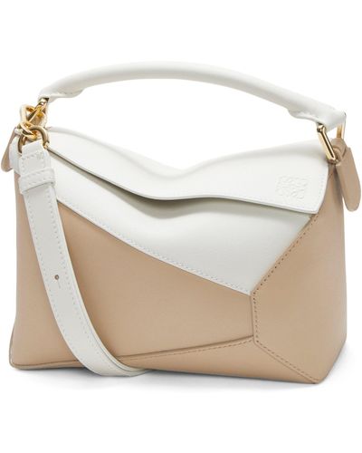 Loewe Small Leather Puzzle Top-handle Bag - White
