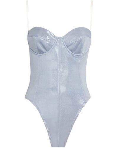 Norma Kamali Metallic Corset Swimsuit - Blue