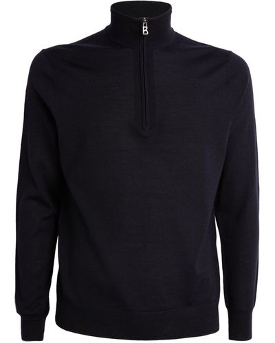 Bogner Virgin Wool Quarter-zip Sweater - Blue
