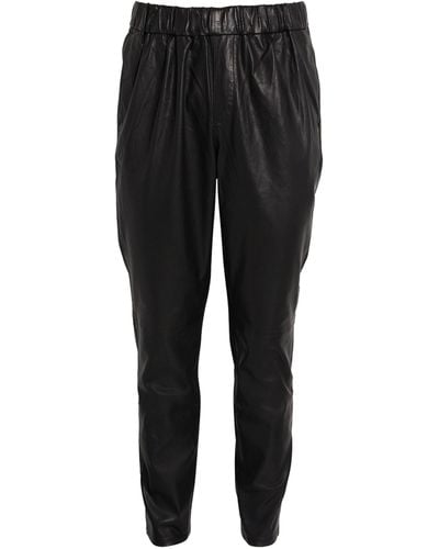 PAIGE Leather Drawstring Trousers - Black