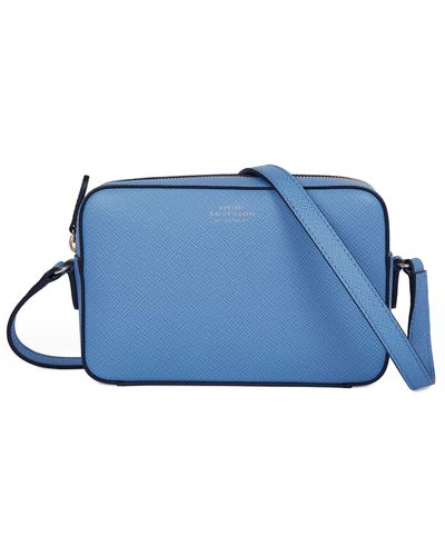 Smythson Small Leather Camera Bag - Blue