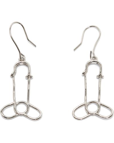 JW Anderson Safety Pin Drop Earrings - White