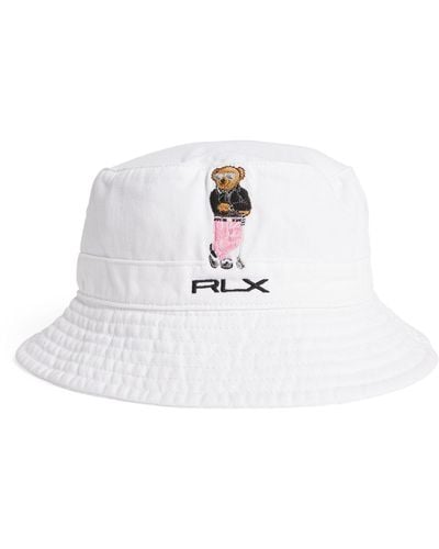 RLX Ralph Lauren Embroidered Polo Bear Bucket Hat - White