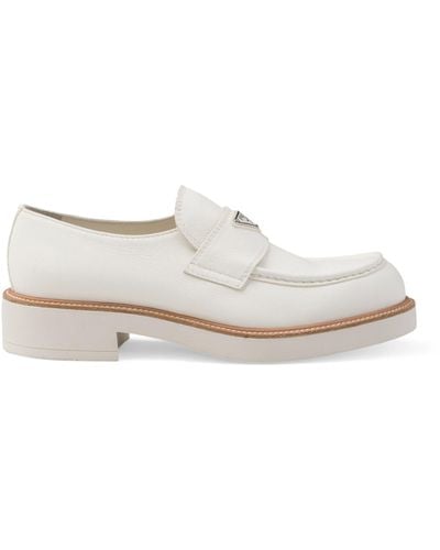 Prada Leather Triangle Loafers - White