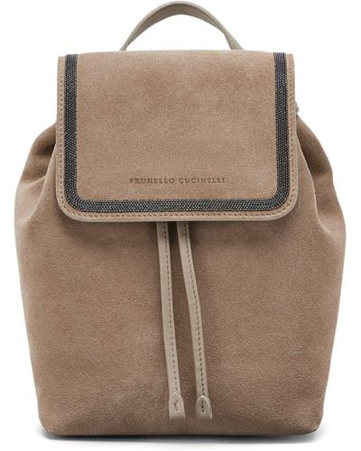 Brunello Cucinelli Suede Backpack - Natural