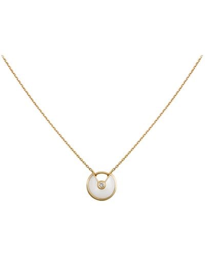 Cartier Extra Small Yellow Gold And Mother-of-pearl Amulette De Necklace - Metallic