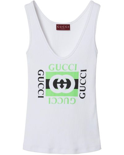 Gucci Ribbed Logo Tank Top - White