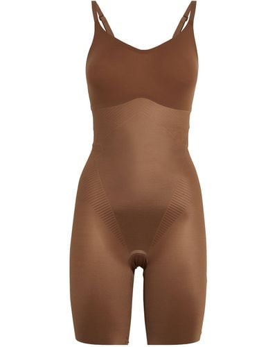 Spanx Invisible Shaping Mid-thigh Bodysuit - Brown
