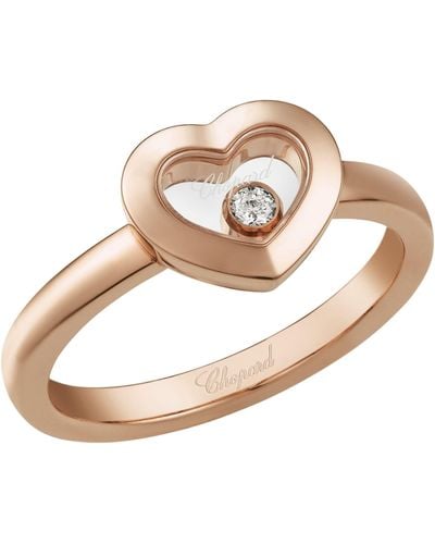 Chopard Rose Gold Happy Diamonds Icons Heart Ring - White