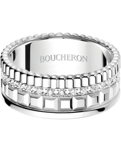 Boucheron Small White Gold And Diamond Quatre Radiant Ring - Metallic
