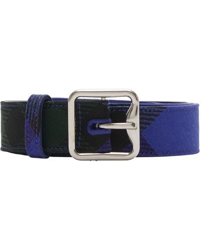 Burberry Leather Check Belt - Blue