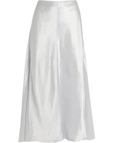 Vince Satin Panelled Midi Skirt - White