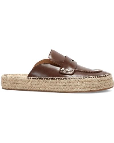 JW Anderson Leather Espadrille Loafer Mules - Brown