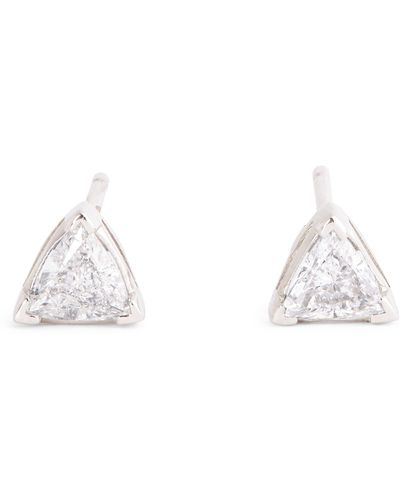 SHAY White Gold And Diamond Trillion Stud Earrings