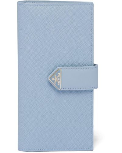 Prada Saffiano Leather Bi-fold Wallet - Blue