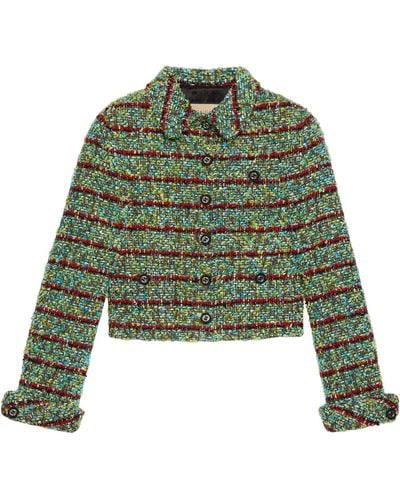 Gucci Tweed Cropped Jacket - Green