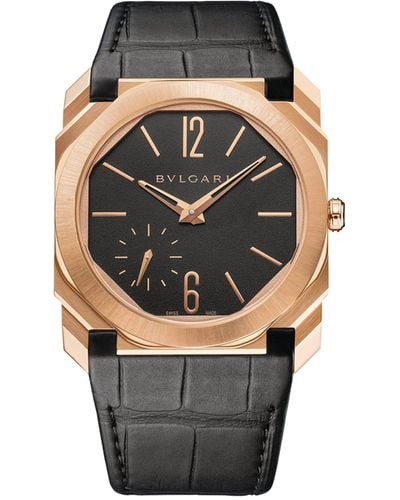BVLGARI Rose Gold Octo Finissimo Automatic Watch 40mm - Gray