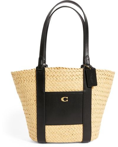 COACH Small Straw-leather Basket Bag - Black
