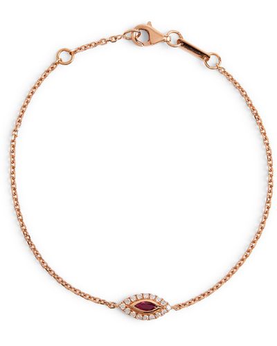 Anita Ko Rose Gold, Diamond And Ruby Evil Eye Bracelet - Metallic