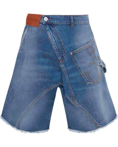 JW Anderson Denim Twisted Workwear Shorts - Blue