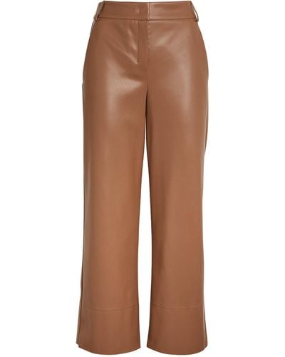 Max Mara Faux-leather Cropped Trousers - Brown
