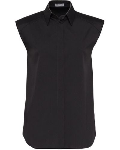 Brunello Cucinelli Sleeveless Button-down Shirt - Black