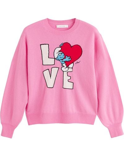 Chinti & Parker X The Smurfs Love Sweater - Pink
