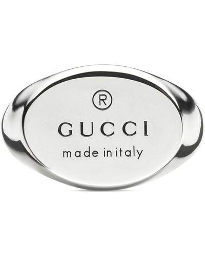 Gucci Sterling Silver Trademark Oval Ring - Metallic