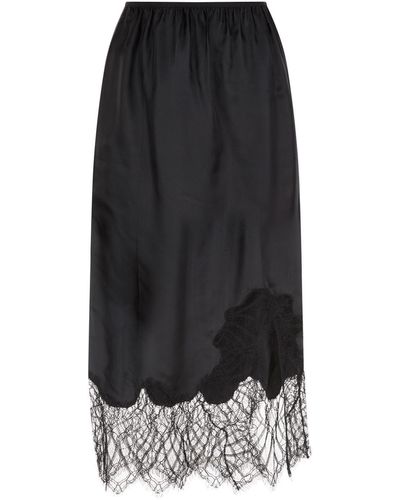 Helmut Lang Lace Trim Slip Skirt - Black
