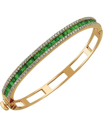 BeeGoddess Rose Gold, Diamond And Emerald Mondrian Bangle - Multicolour