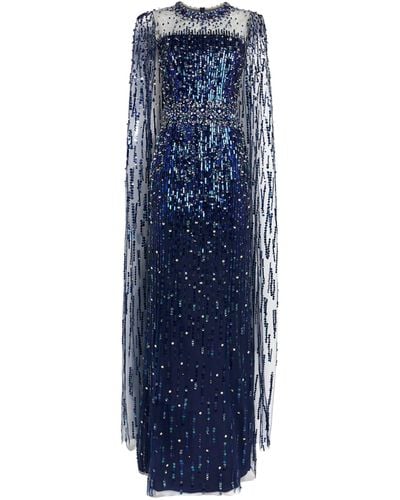 Jenny Packham Sequin-embellished Lux Gown - Blue