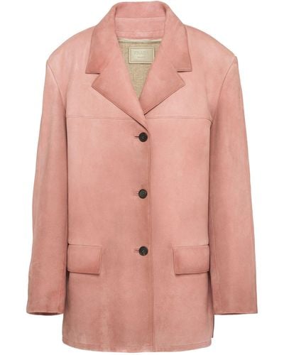 Prada Suede Single-breasted Jacket - Pink