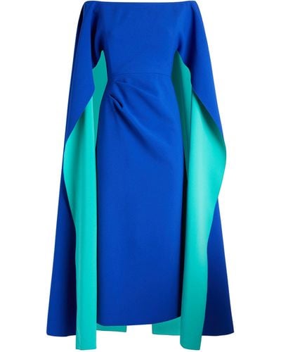 ROKSANDA Guiomar Cape Midi Dress - Blue