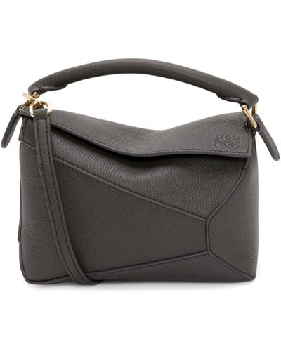 Loewe Mini Leather Puzzle Edge Top-handle Bag - Black