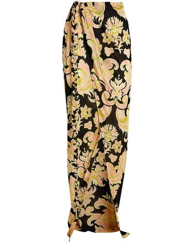 Etro Floral Wrap Maxi Skirt - Metallic