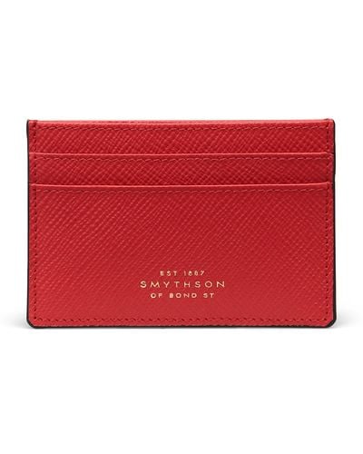 Smythson Panama Leather Card Holder - Red