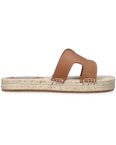 Steve Madden Leather Cheer Up Flat Espadrilles - Brown