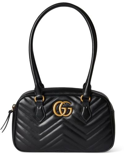 Gucci Small Gg Marmont Top-handle Bag - Black