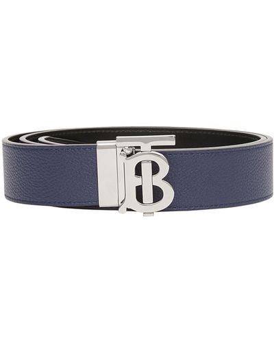 Burberry Reversible Leather Tb Monogram Belt - Blue