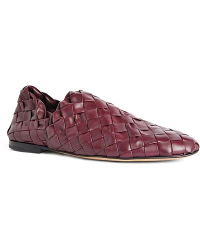 Bottega Veneta Leather Intrecciato Loafers - Purple