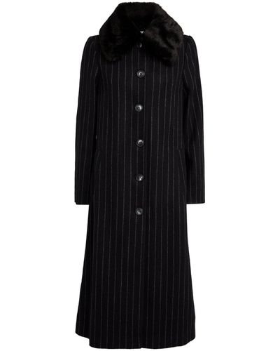 RIXO London Pinstripe Milly Coat - Black