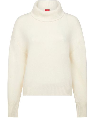 Cashmere In Love Cashmere Oversized Moss Rollneck Jumper - White