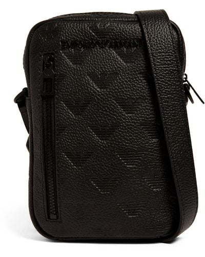 Emporio Armani Leather Logo Cross-body Bag - Black