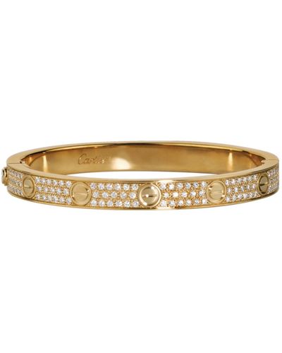 Cartier Yellow Gold And Diamond-paved Love Bracelet - Natural