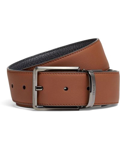 Zegna Leather Reversible Belt - Brown