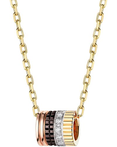 Boucheron Mixed Gold And Diamond Quatre Classique Pendant Necklace - Metallic